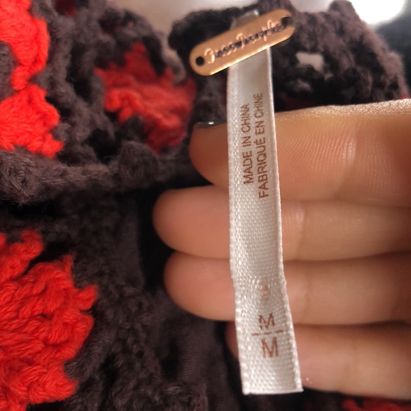 Free People Delilah Retro Crochet Shift Dress in Red Combo M - Picture 7 of 7